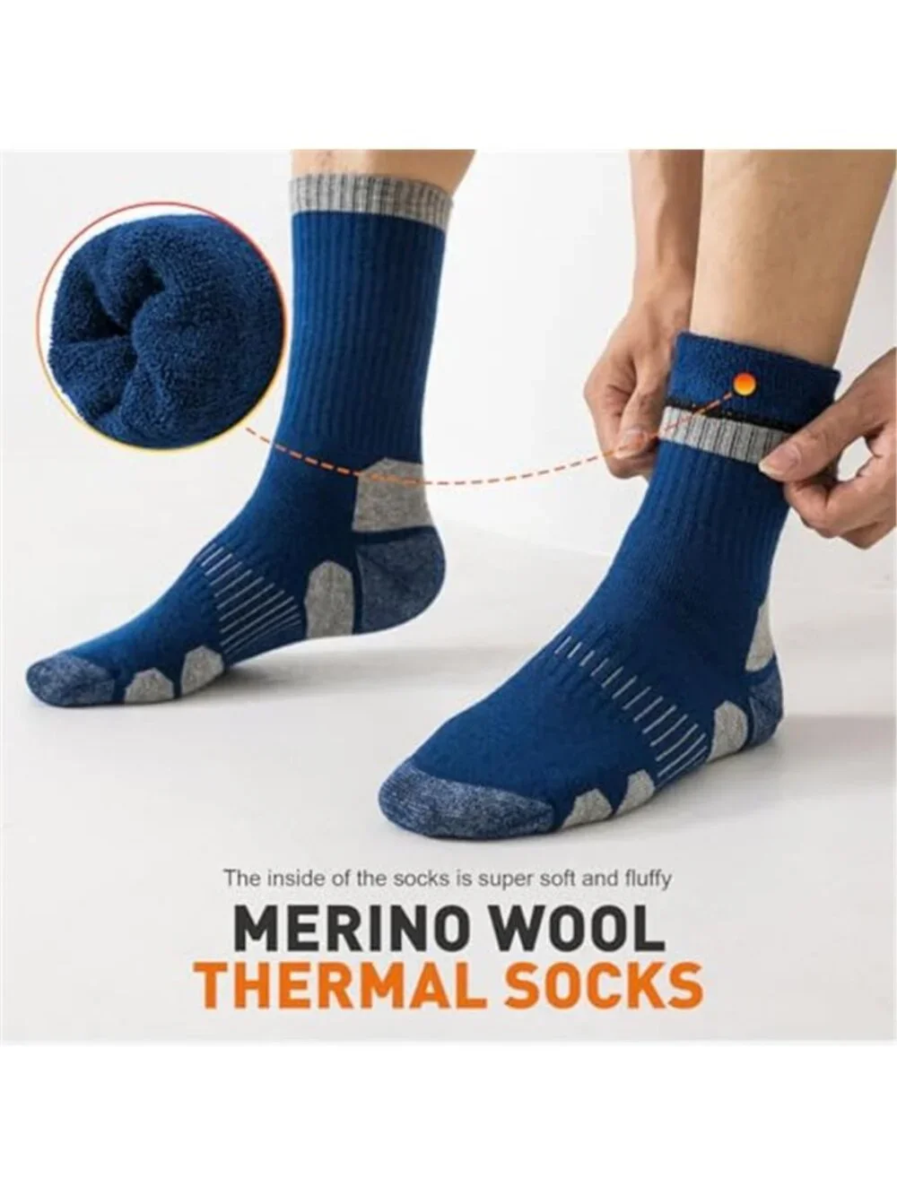3 Pairs Men's Merino Wool Socks Thermal Winter Crew Warm Socks